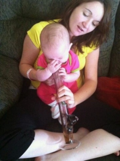 Baby with a bong