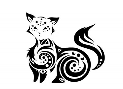 Connect The Dots Cat Tattoo Design