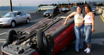 Posing by a crash?