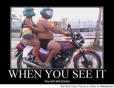Riding on the motorcycle