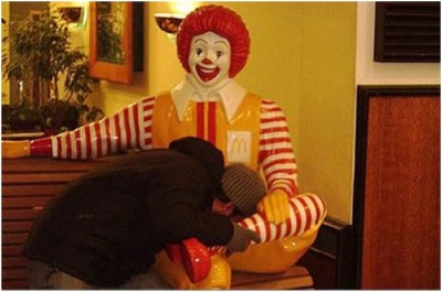 Ronald McDonald Allowed Men to Touch Him