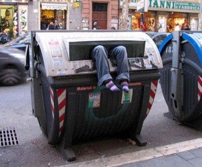 Even worse than standing in the trash