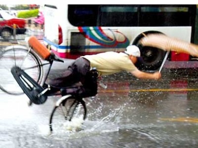 Cycling in the rain