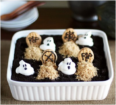 Peanut Butter Chocolate Graveyard Dirt Cake