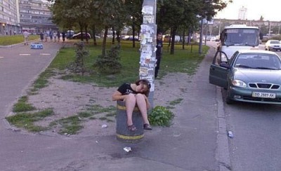 Drunk in a bin