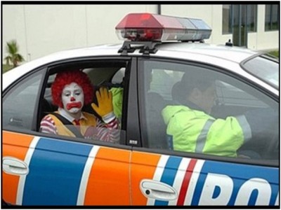 Ronald McDonald Not Happy Being Arrested