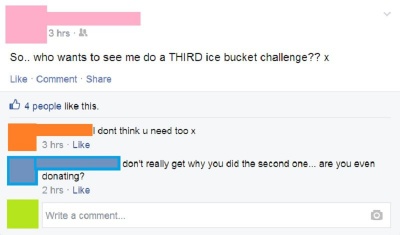 It's Easy to Dump a Bucket of Water on Head than Donating