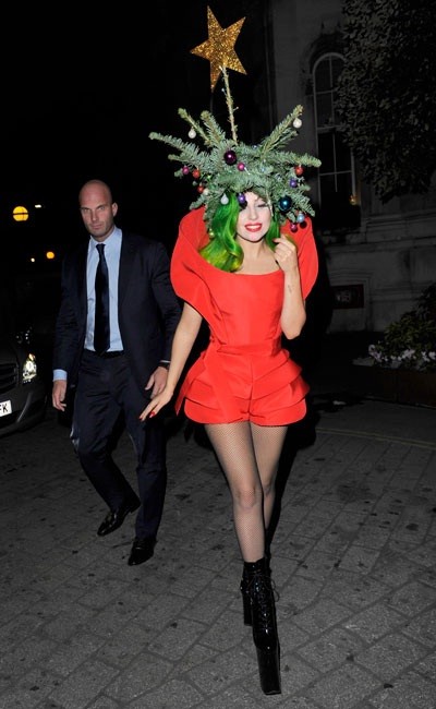 A Christmas tree hat