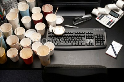 A Ton of Empty Coffee Cups On Your Desk