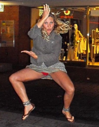 The drunk dancing