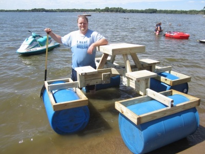 A Boat Made Using Empty Drums