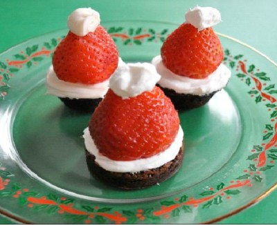 Santa Hat Brownies