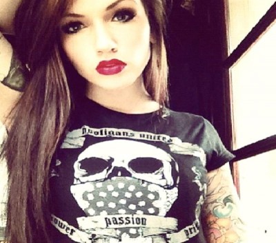 Black T-Shirt and Red Lips
