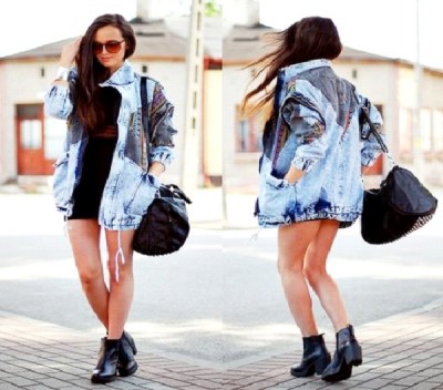 Large Denim Jacket and Ankle Boots