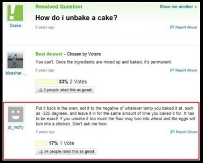 This Person Who Wants to Unbake a Cake