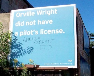 Amelia Earhart Trumps Orville Wright