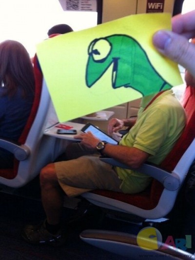 Kermit on his tablet