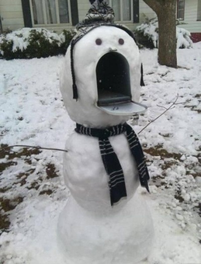 Snowman Looks Scared