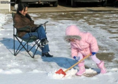 Shoveling Toddler