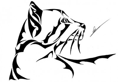 Side Profile Cat Tattoo Design