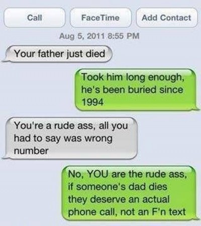 A text is bad