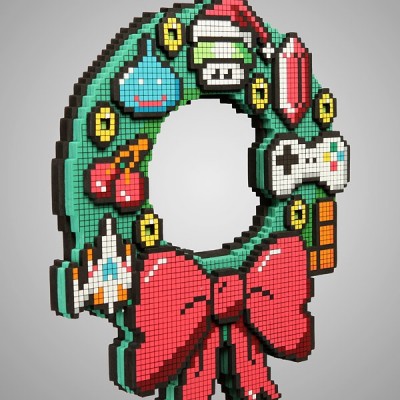 8 bit holiday wreath