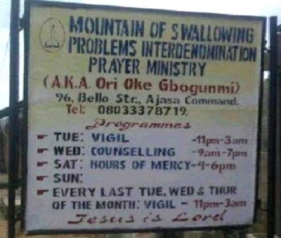 Mountain of Swallowing Problems Interdenomination Prayer Ministry
