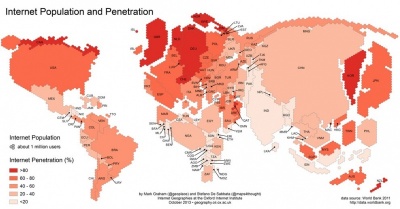 Map Showing Internet Penetration Around the World