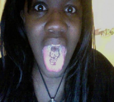 Hello Kitty tongue tat