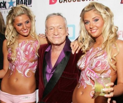 Hugh Hefner, Kristina And Karissa Shannon Twins