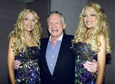 Hugh Hefner, Sandy And Mandy Bentley Twins