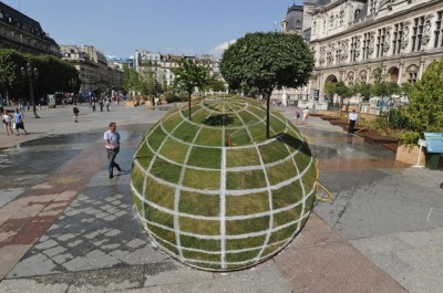 3D Grass Globe at Paris City Hall