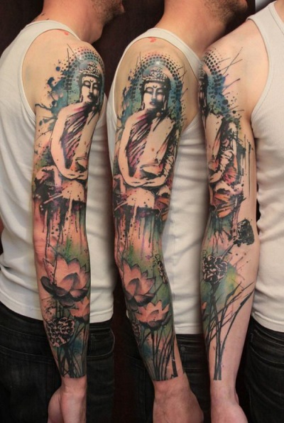 This Full Arm Buddha Tattoo