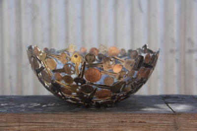 Bowl Made out of Coins and Keys