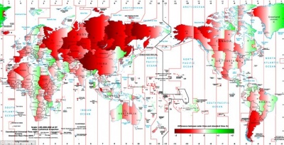 Map that Shows Difference Between Solar Time and Standard Time