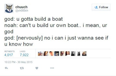 This Funny Tweet about God and Noah