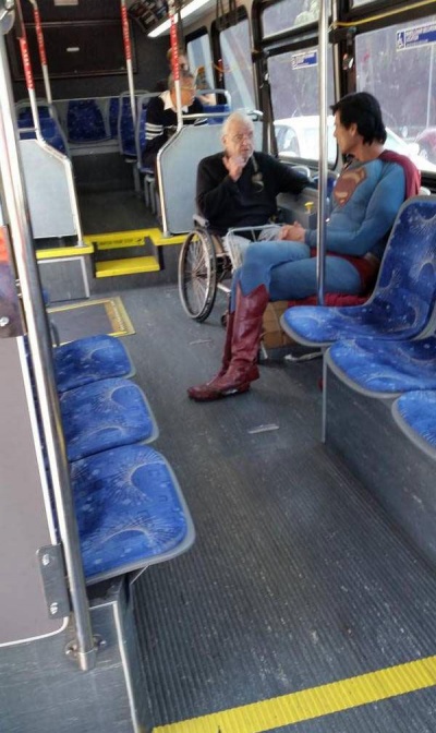 Superman Caught Travelling in Tramcar