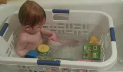 Laundry Basket Means Happy Bathing