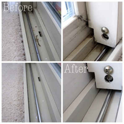 Clean Window Tracks Using Tooth Brush, Cotton Swabs and White Vinegar