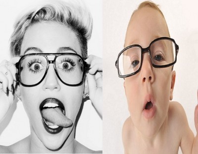 Miley Cyrus vs the baby with glasses